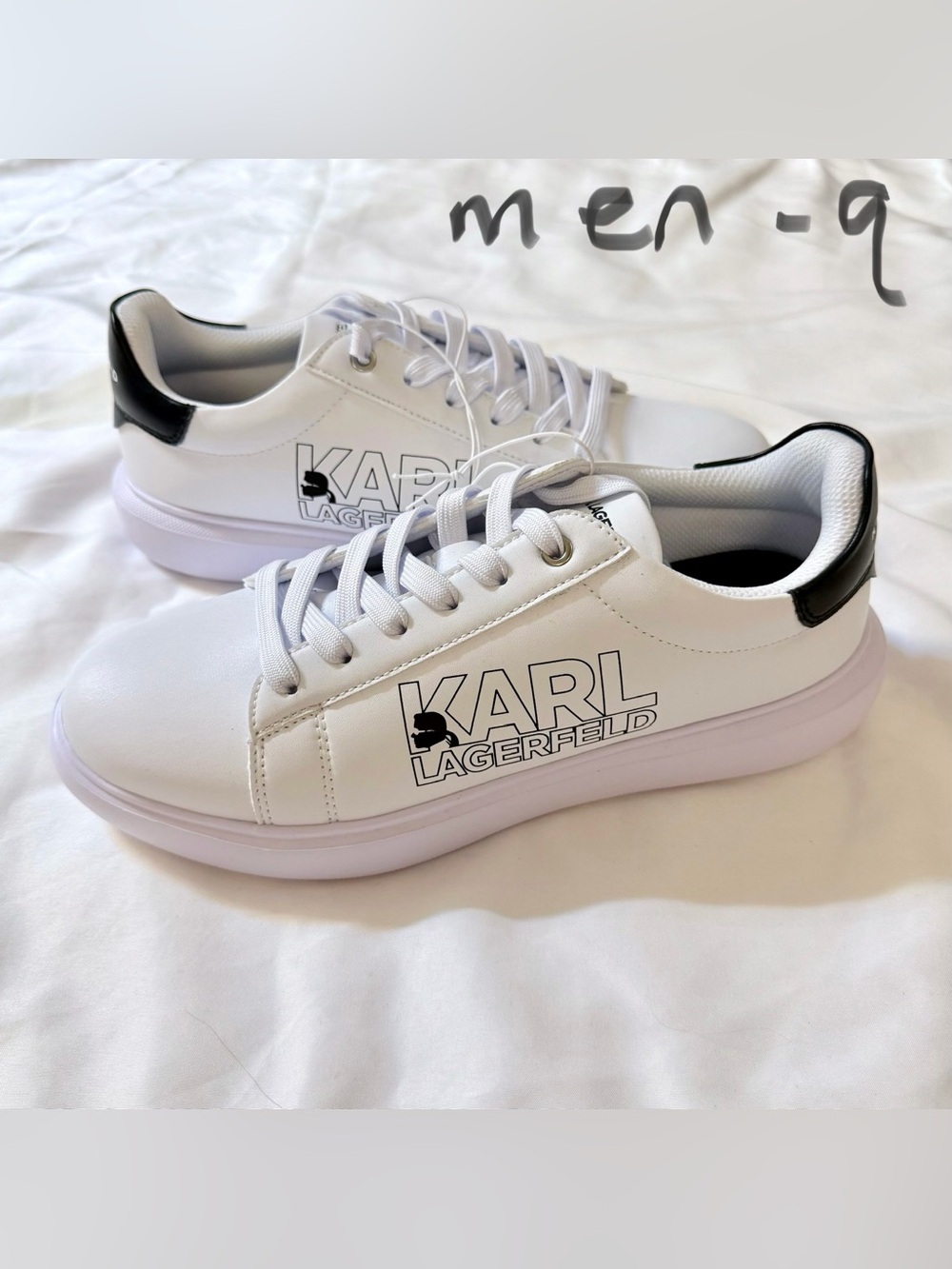 Karl Lagerfeld White and Black Low-Top Sneakers